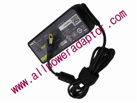 NEC AC Adapter 20V 2.25A, Rectangular Tip W/Pin, 2-Prong