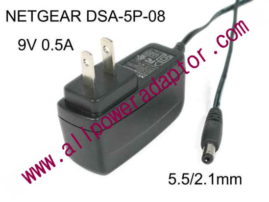 NETGEAR DSA-5P-08 FUS AC Adapter 5V-12V 9V 0.5A, 5.5/2.1mm, US 2P