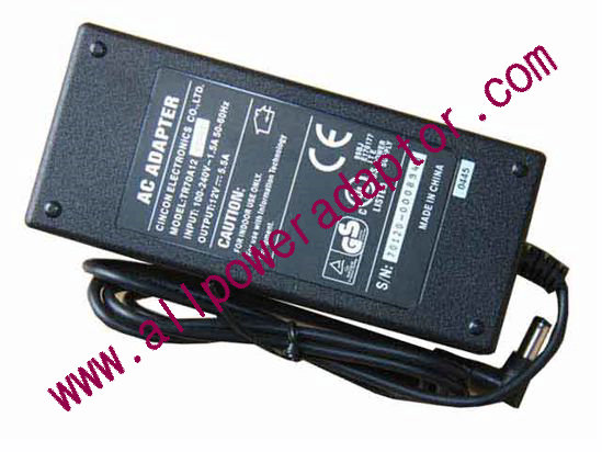 CINCON AC Adapter 5V-12V 12V 5.5A, 5.5/2.5mm, C14 - Click Image to Close