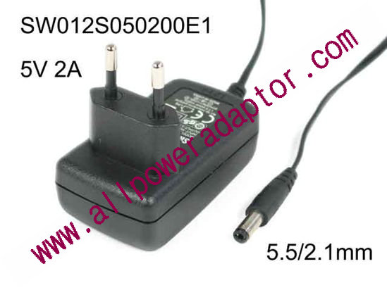 SWTEC AC Adapter 5V-12V 5V 2A, 5.5/2.1mm, EU 2P