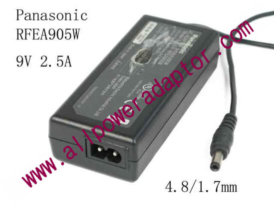 Panasonic RFEA905W AC Adapter 5V-12V 9V 2.5A, Barrel 4.8/1.7mm, 2-Prong