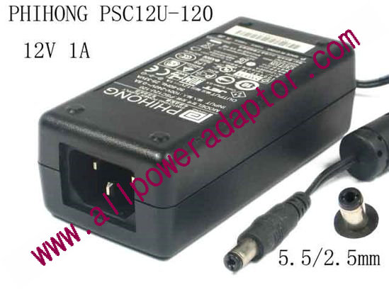 PHIHONG PSC12U-120 AC Adapter 5V-12V 12V 1A, 5.5/2.5mm, C14