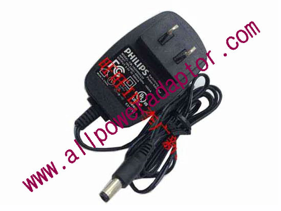 Philips AC Adapter 5V-12V 9V 0.5A, 5.5/2.5mm, US 2P