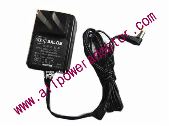 Salom C39280-Z4-C717 AC Adapter 5V-12V 6.5V 0.6A, 5.5/3.0mm, US 2P