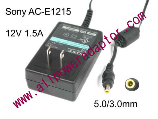 Sony AC Adapter 5V-12V 12V 1.5A, 5.0/3.0mm W/Pin, US 2P