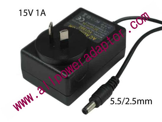 AOK OEM Power AC Adapter 5V-12V 15V 1A, 5.5/2.5mm, AU 2-Pin, New