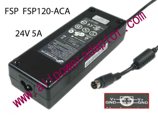 FSP Group Inc FSP120-ACA AC Adapter 24V 5A, 4-Pin Din, 3-Prong