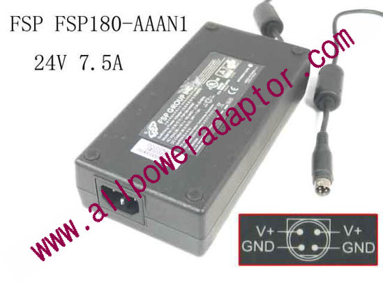 FSP Group Inc FSP180-AAAN1 AC Adapter 24V 7.5A, 4-Pin Din, IEC C14