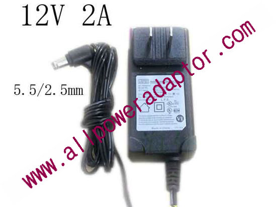 APD / Asian Power Devices WB-24D12FU AC Adapter 5V-12V 12V 2A, Barrel 5.5/2.5mm, US 2-Pin Plug