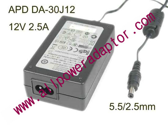 APD / Asian Power Devices DA-30J12 AC Adapter 5V-12V 12V 2.5A, 5.5/2.5mm, 2P, New