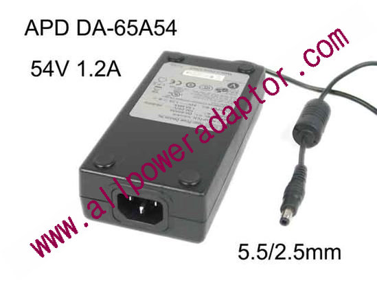 APD / Asian Power Devices DA-65A54 AC Adapter 54V 1.2A, 5.5/2.5mm, C14 - Click Image to Close