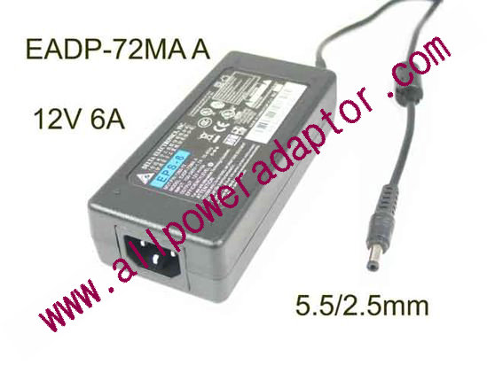 Delta Electronics EADP-72MA AC Adapter 5V-12V 12V 6A, 5.5/2.5mm, C14