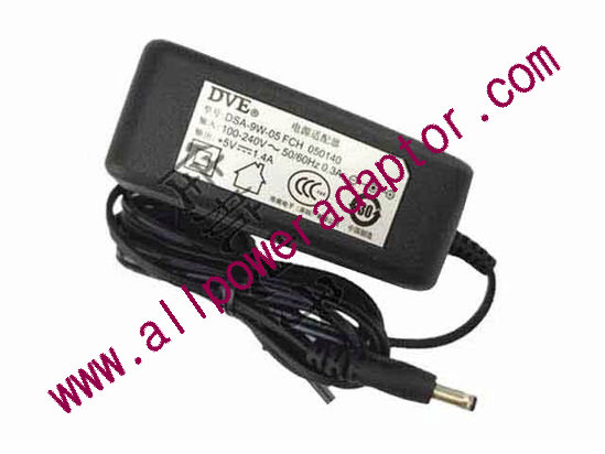 DVE DSA-9W-05 AC Adapter 5V-12V 5V 1.4A, 3.5/1.35mm, US 2P Plug, New