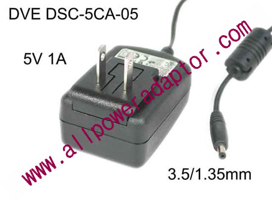 DVE DSC-5CA-05 AC Adapter 5V-12V 5V 1A, 3.5/1.35mm, US 2P Plug, New