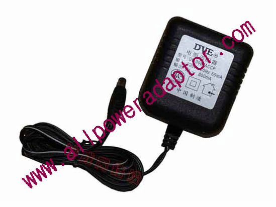 DVE DV-0980ACCP AC Adapter 5V-12V 9V 0.8A, 5.5/2.1mm, US 2P Plug, New