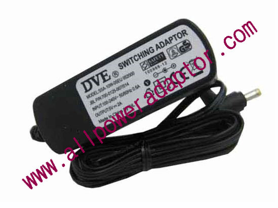 DVE SSA-10W-05EU AC Adapter 5V-12V 5V 2A, 4.0/1.7mm, EU 2P Plug, New