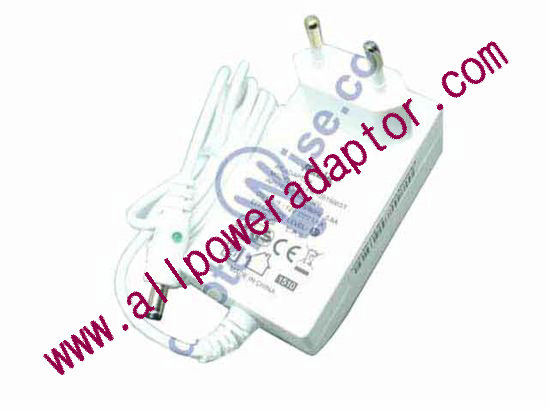 Foxlink FA-1201600ST AC Adapter 5V-12V 12V 1.6A, 4.8/1.7mm, EU 2P Plug, White
