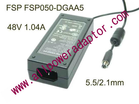 FSP Group Inc FSP050-DGAA5 AC Adapter 48V 1.04A, 5.5/2.1mm, C14, New