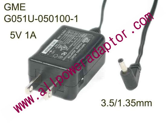 GME G051U-050100-1 AC Adapter 5V-12V 5V 1A, Barrel 3.5/1.35mm, US 2-Pin Plug