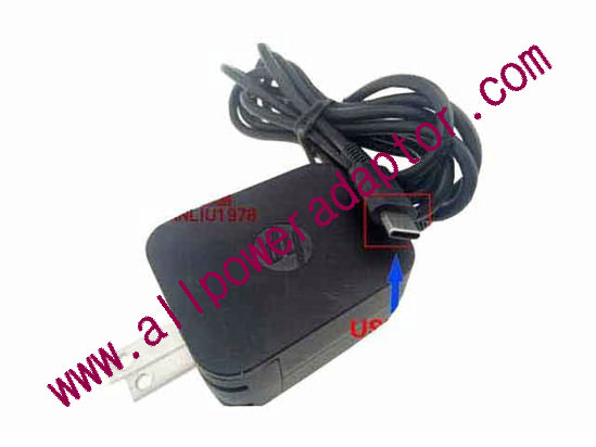 HP AC Adapter (HP) AC Adapter 5V-12V 5.25V 3A, USB-C Tip, US 2P Plug, New