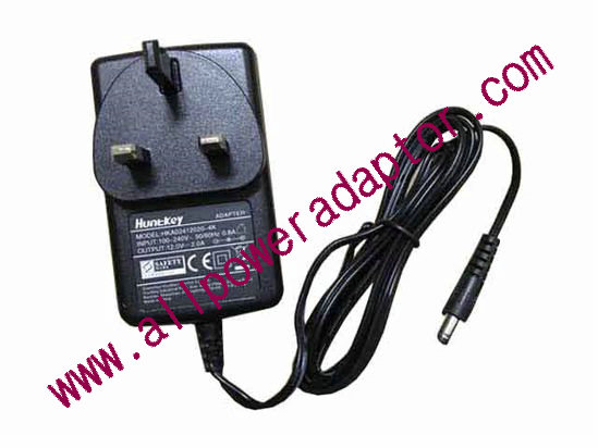 Huntkey HKA02412020-4K AC Adapter 5V-12V 12V 2A, 5.5/2.1mm, UK 3P Plug, New