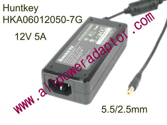 Huntkey HKA06012050-7G AC Adapter 5V-12V 12V 5A, 5.5/2.5mm, C14, New