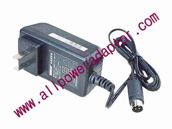 MOSO XKD-C1500IC12.0-18B-CN AC Adapter 5V-12V 12V 1.5A, 4P P14=V, US 2P Plug, New