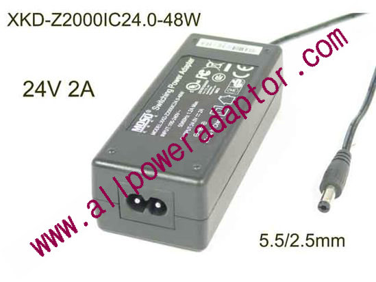 MOSO XKD-Z2000IC24.0-48W AC Adapter 24V 2A, 5.5/2.5mm, 2P, New