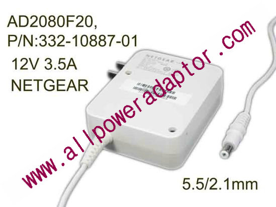 NETGEAR AD2080F20 AC Adapter 5V-12V 12V 3.5A, 5.5/2.1mm, US 2P Plug