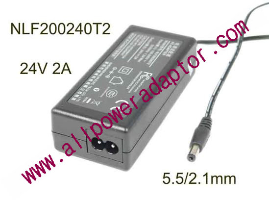 NLF200240T2 AC Adapter NLF200240T2, 24V 2A, 5.5/2.1mm, 2P, New