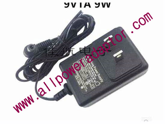 AOK OEM Power AC Adapter 5V-12V GT-WACL09000100-302, 9V 1A, 5.5/2.5mm, US 2P Plug,