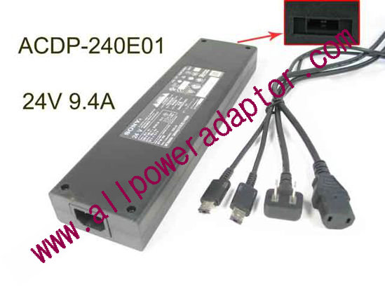 Sony AC Adapter (Sony) AC Adapter 24V 9.4A, Rectangular Tip, IEC C14