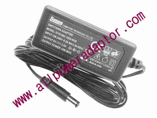 Sunny SYS1482-1005-W2E AC Adapter 5V-12V 5V 2A, 5.5/2.1mm, EU 2P Plug, New