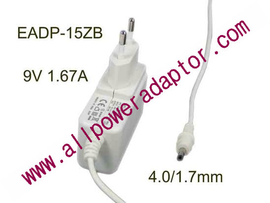Delta Electronics EADP-15ZB AC Adapter 5V-12V 9V1.67A, 4.0/1.7mm, EU 2-Pin Plug