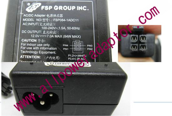 FSP Group Inc FSP084-1ADC11 AC Adapter 5V-12V 12V 7A, 4H H23=V, 3-Prong