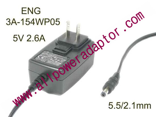 ENG 3A-154WP05 AC Adapter 5V-12V 5V 2.6A, Barrel 5.5/2.1mm, US 2-Pin Plug