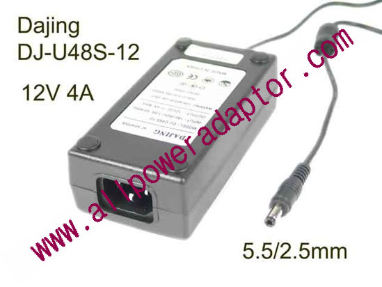 Dajing DJ-U48S-12 AC Adapter 5V-12V 12V 4A, Barrel 5.5/2.5mm, IEC C14
