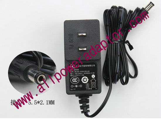 LEI / Leader MU05-Y050100-A2 AC Adapter 5V-12V 5.0V 1.0A, 5.5/2.1MM, US 2-Pin Plug, New