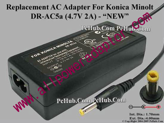 AOK For Konica Minolta Camera- AC Adapter DR-AC5a, 4.7V 2A, (1.7/4.0) , (2-Prong) - Click Image to Close