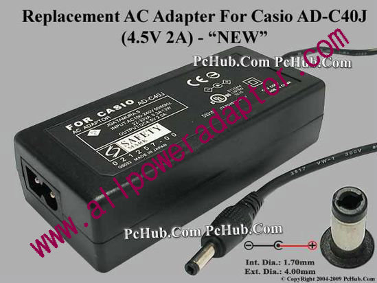 AOK For Casio Camera- AC Adapter 4.5V 2A 4.0/1.7mm, 2-Prong - Click Image to Close