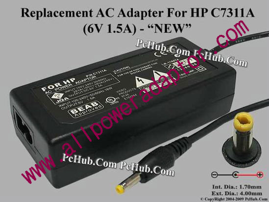 AOK For HP Camera- AC Adapter C7311A, 6V 1.5A, (1.7/4.0), (2-prong)