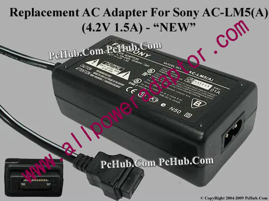 AOK For Sony Camera- AC Adapter AC-LM5(A), 4.2V 1.5A, (2-prong) - Click Image to Close