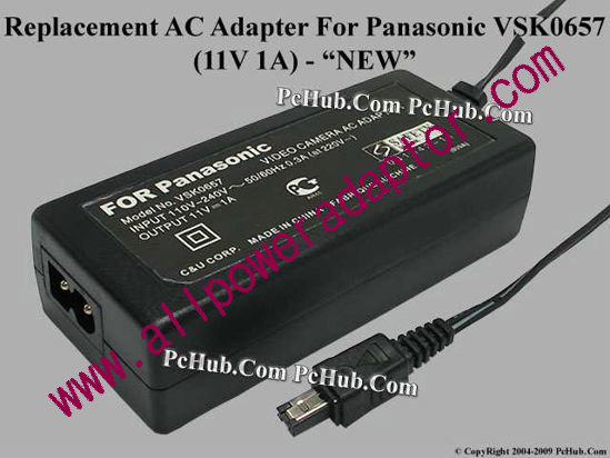 AOK For Panasonic Camera- AC Adapter VSK0657, 11V 1A, (2-prong)