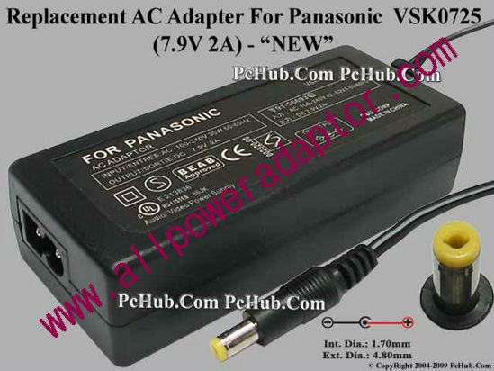 AOK For Panasonic Camera- AC Adapter 7.9V 2A, 4.8/1.7mm, 2-Prong, New
