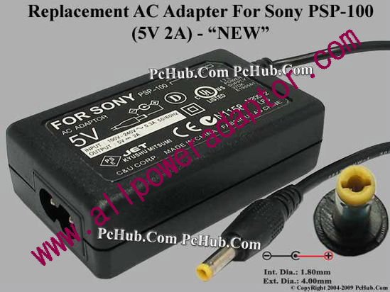 AOK For Sony Camera- AC Adapter 5V 2A 10W, 1.7/4.0mm, 2-Pronge
