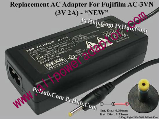 AOK For Fujifilm Camera- AC Adapter AC-3VN, 3V 2A, (0.3/2.35mm), (2-prong)