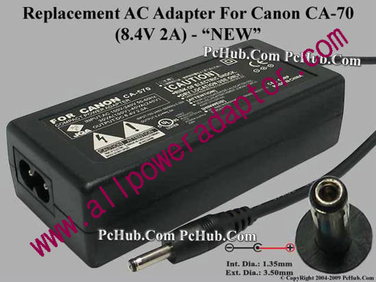 AOK For Canon Camera- AC Adapter CA-570, 8.4V 2A, (1.35/3.5mm), (2-prong)