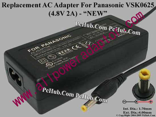 AOK For Panasonic Camera- AC Adapter VSK0625, 4.8V 2A, (1.7/4.0mm), (2-prong)