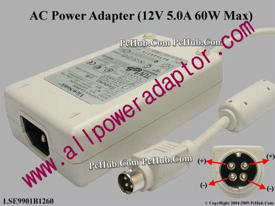 ViewSonic AC Adapter 5V-12V 12V 5A, 4-Pin P14=V, C14