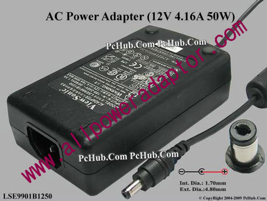 ViewSonic AC Adapter 5V-12V 12V 4.16A, 1.7/4.8mm, C14